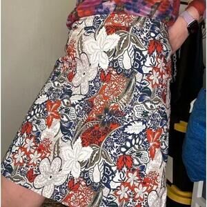 Stitchfix Margaret Skirt Medium Blue Red Floral Print Pull On WorkWear Office